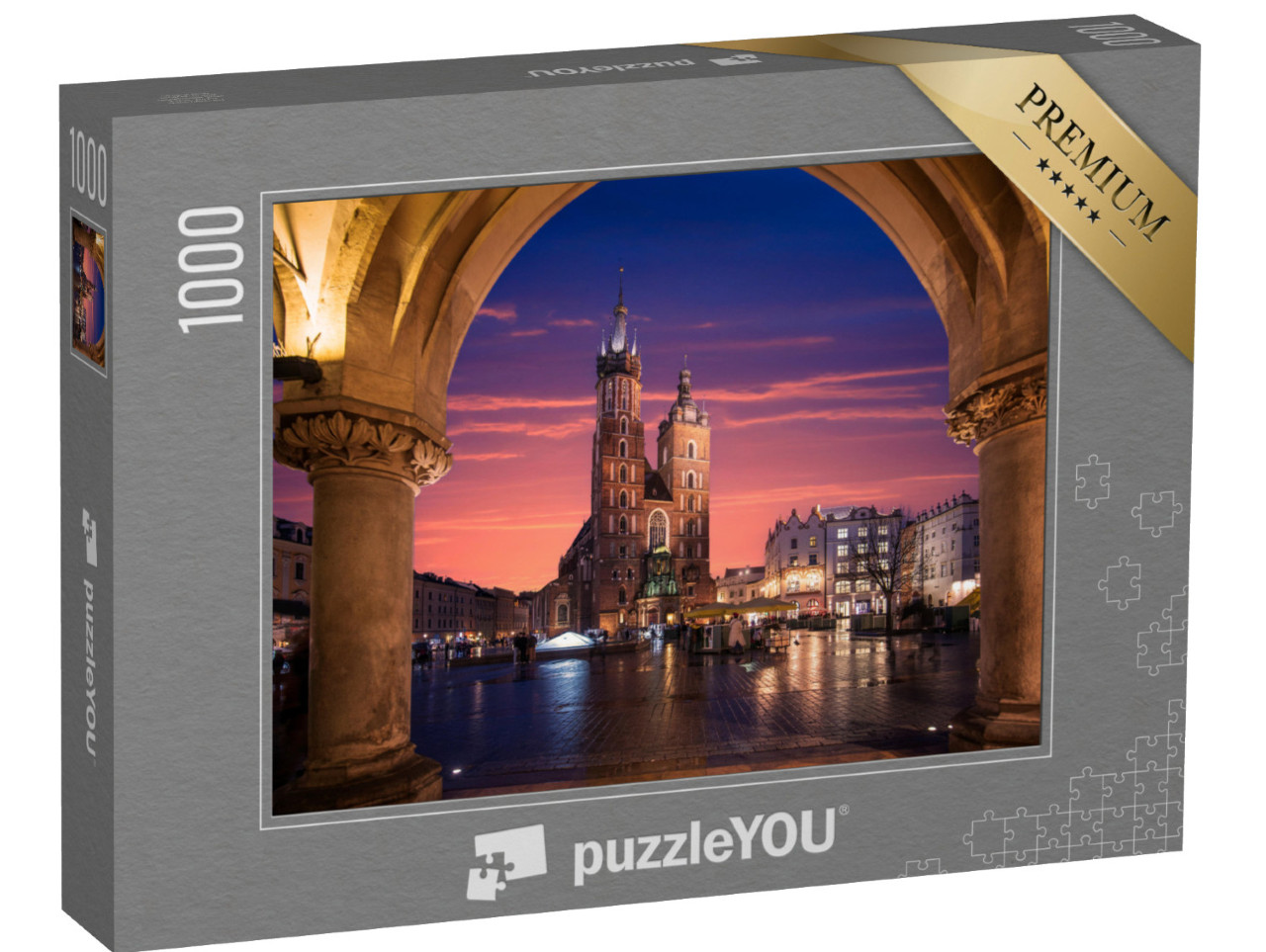 puzzle 1000 dílků „Kostel ve Starém Městě v Krakově s osvětlením, Polsko“