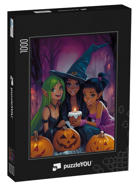 puzzle 1000 dílků „Přítelkyně slaví Halloween“