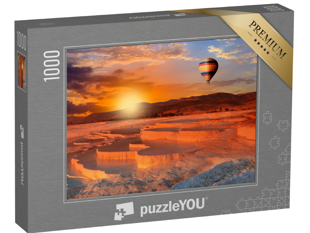 puzzle 1000 dílků „Východ slunce nad vápencovými terasami, Pamukkale, Turecko“