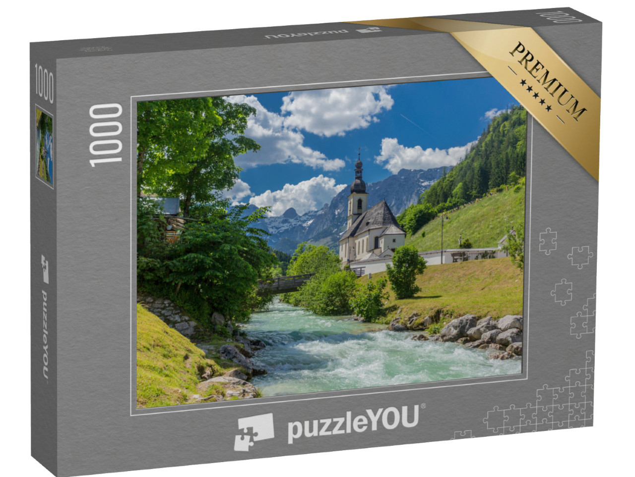 puzzle 1000 dílků „Podhůří Berchtesgadenu v Alpách: Ramsau a okolí“