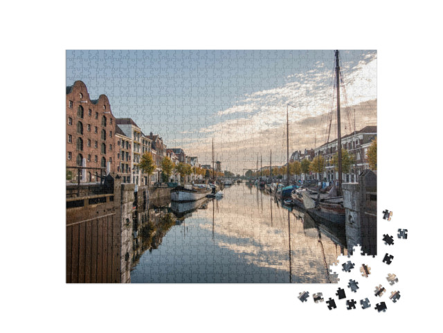 puzzle 1000 dílků „Historická čtvrť Delfshaven v Rotterdamu, Nizozemsko“