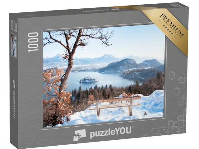 puzzle 1000 dílků „Pohled na Bledské jezero s ostrovem Bled, Slovinsko“