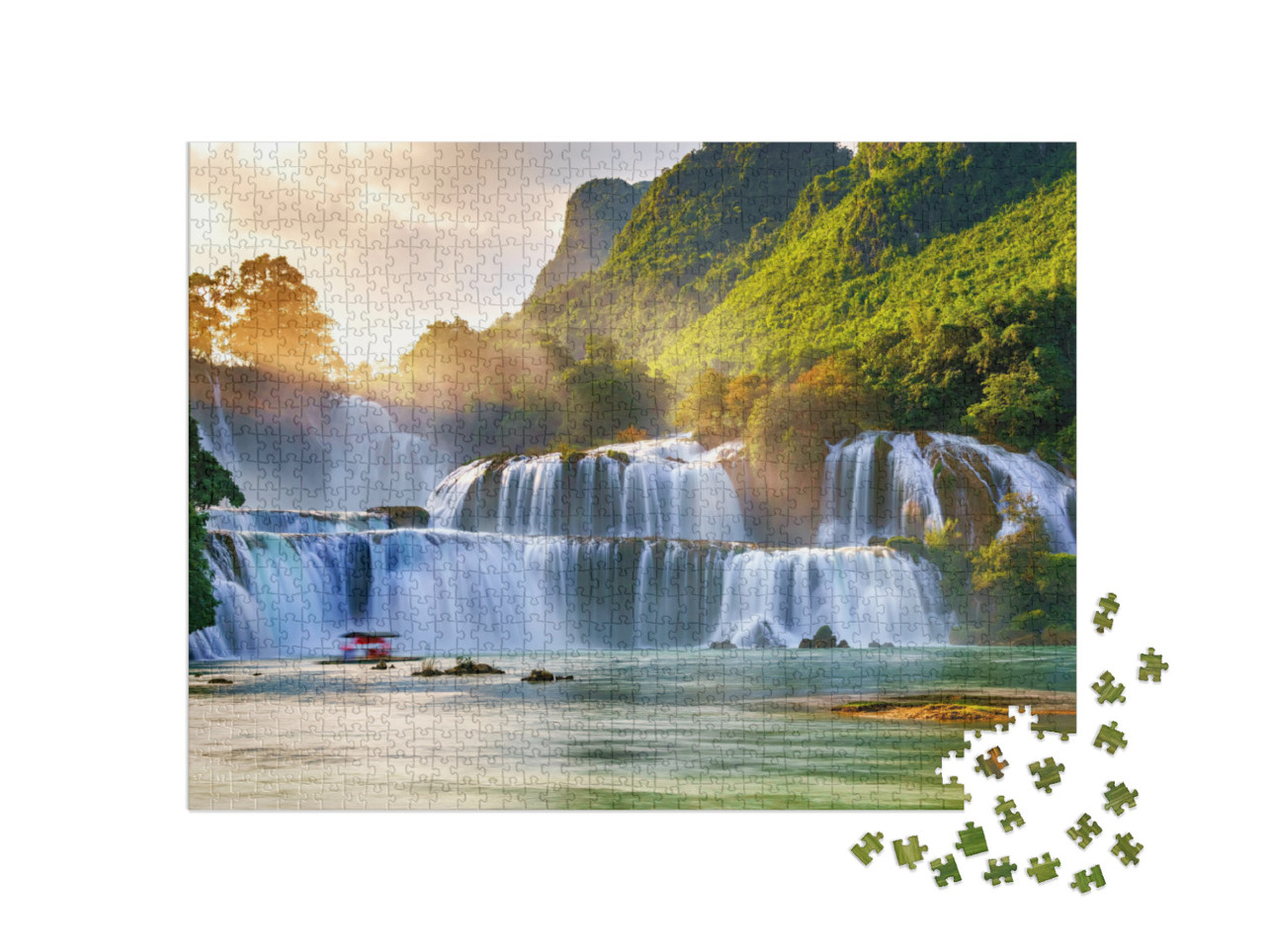 puzzle 1000 dílků „Letecký pohled na vodopád Ban Gioc, Cao Bang, Vietnam“