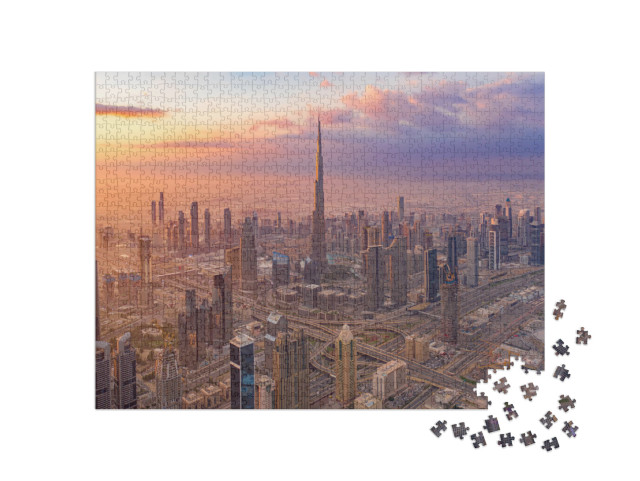 puzzle 1000 dílků „Letecký pohled na Burdž Chalífa v centru Dubaje“