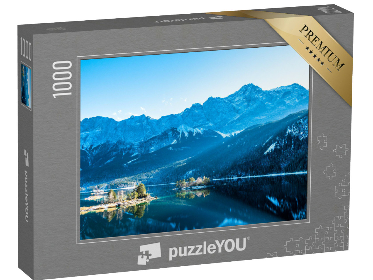 puzzle 1000 dílků „Průzračné jezero Eibsee na úpatí Zugspitze“