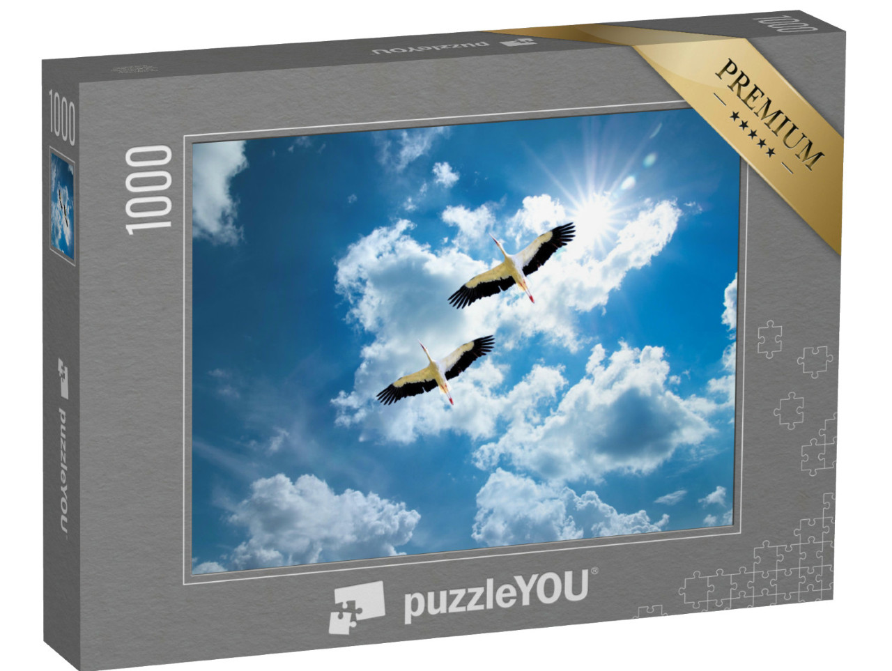 puzzle 1000 dílků „Dva čápi na cestě domů“