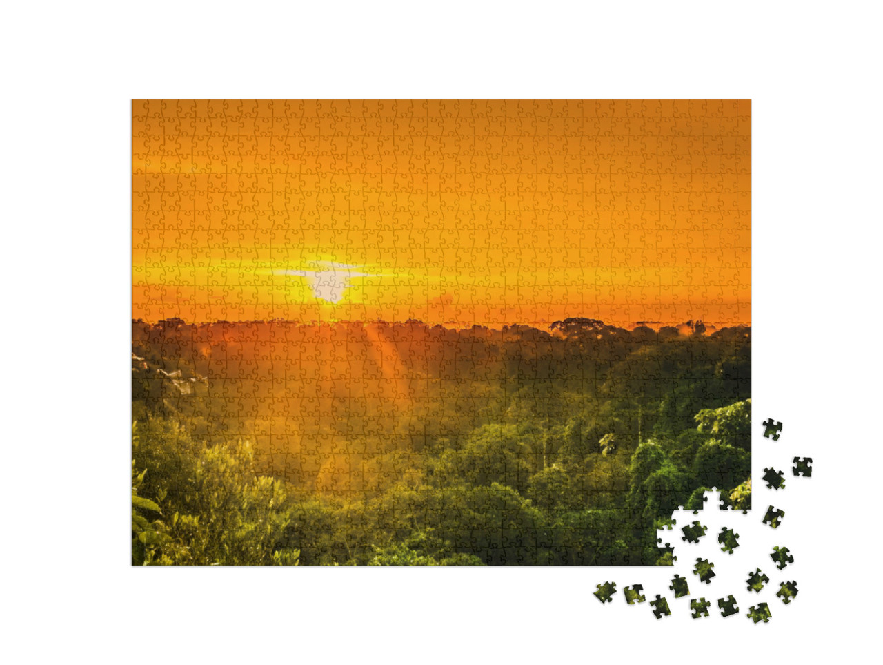 puzzle 1000 dílků „Pohled na západ slunce nad deštným pralesem v Brazílii“