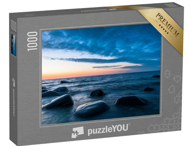 puzzle 1000 dílků „Balvany na pláži ve večerní atmosféře v národním parku Jasmund na Rujáně“