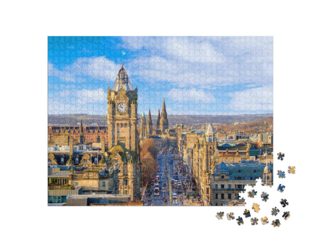 puzzle 1000 dílků „Edinburgh Old Town a Edinburgh Castle, Skotsko“