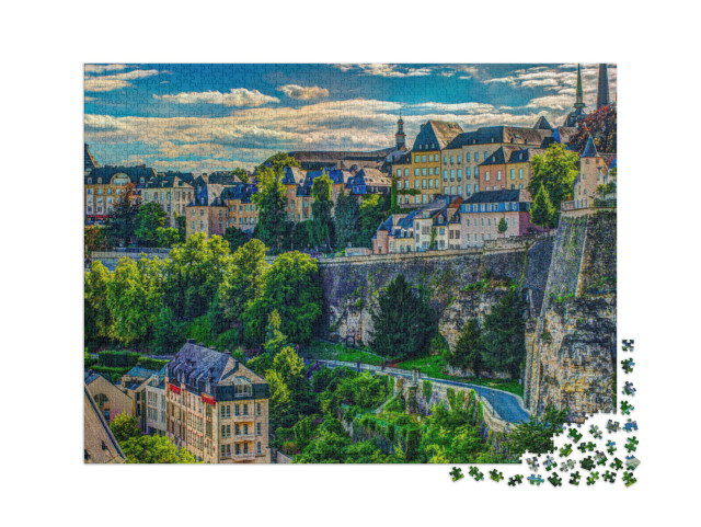 puzzle 2000 dílků „Letní panorama: Lucemburk ze vzduchu“