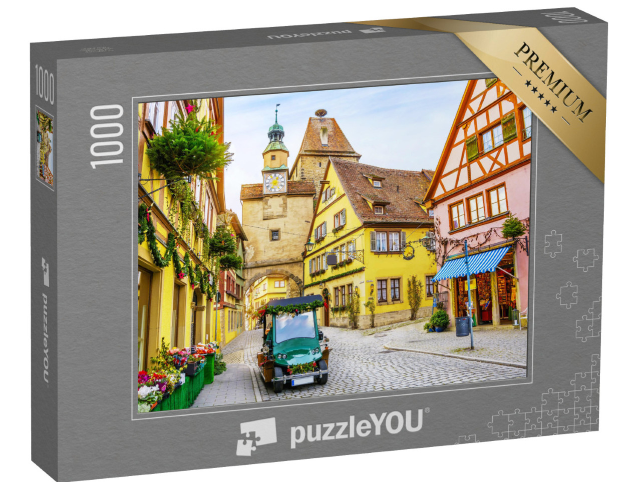 puzzle 1000 dílků „Vánoční atmosféra: Rothenburg ob der Tauber, Bavorsko, Německo“