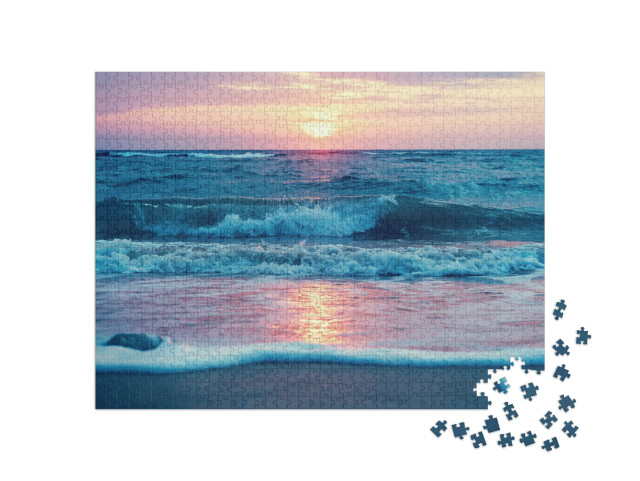 puzzle 1000 dílků „Východ slunce na pláži Waimanalo na ostrově Oahu na Havaji“