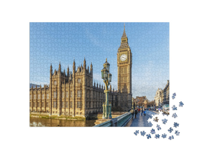 puzzle 1000 dílků „Big Ben v zimě a slunečné ráno, Londýn“