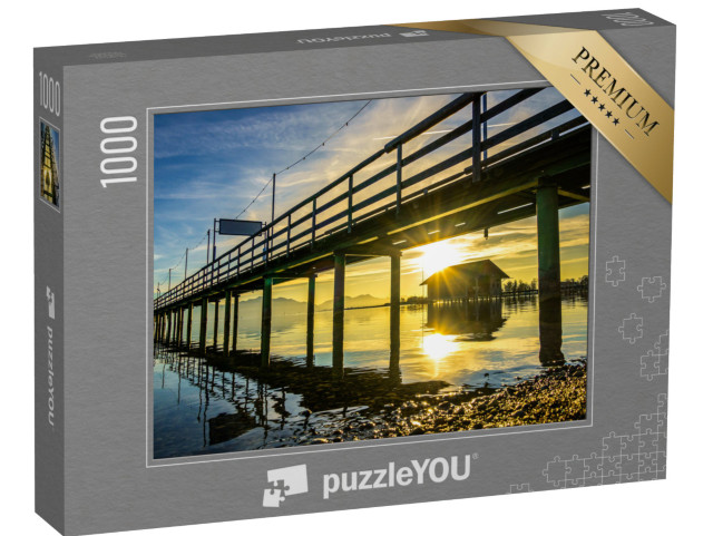 puzzle 1000 dílků „Molo na jezeře Chiemsee při západu slunce, Bavorsko, Německo“