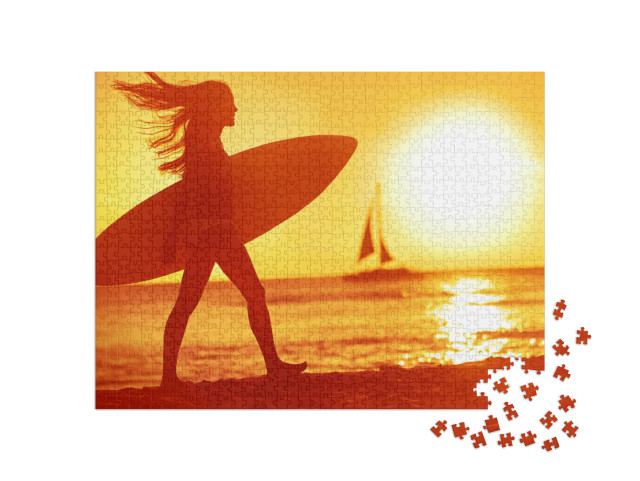 puzzle 1000 dílků „Surfař při západu slunce, Maui, Havajské ostrovy“