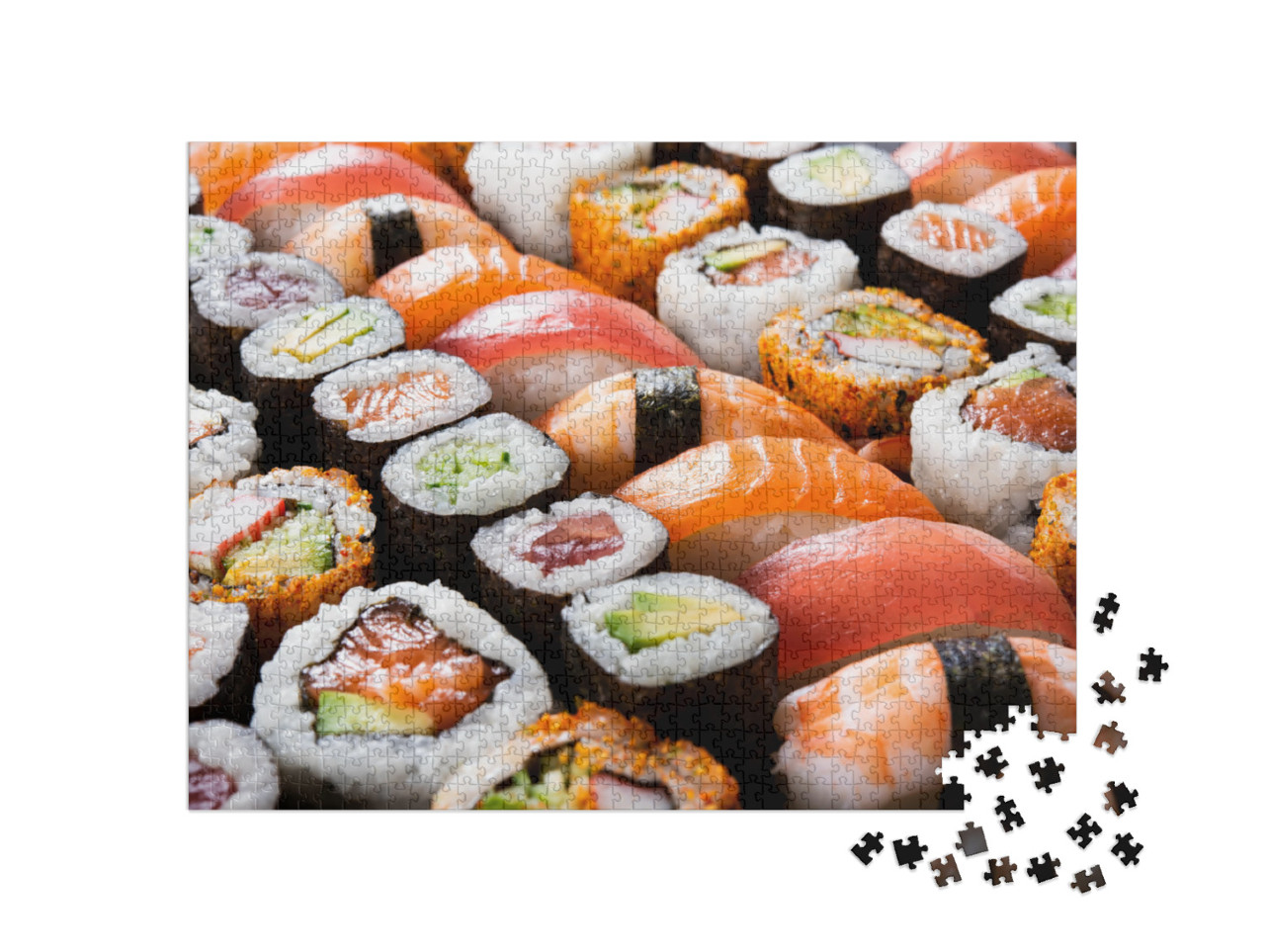 puzzle 1000 dílků „Výběr sushi maki a závitků s tuňákem“