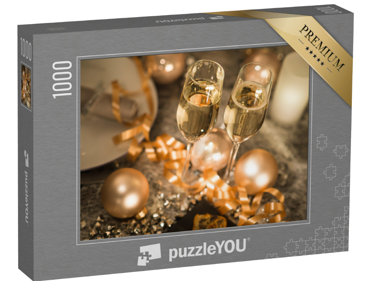 puzzle 1000 dílků „silvestrovský stůl s žebrem na šampaňské“