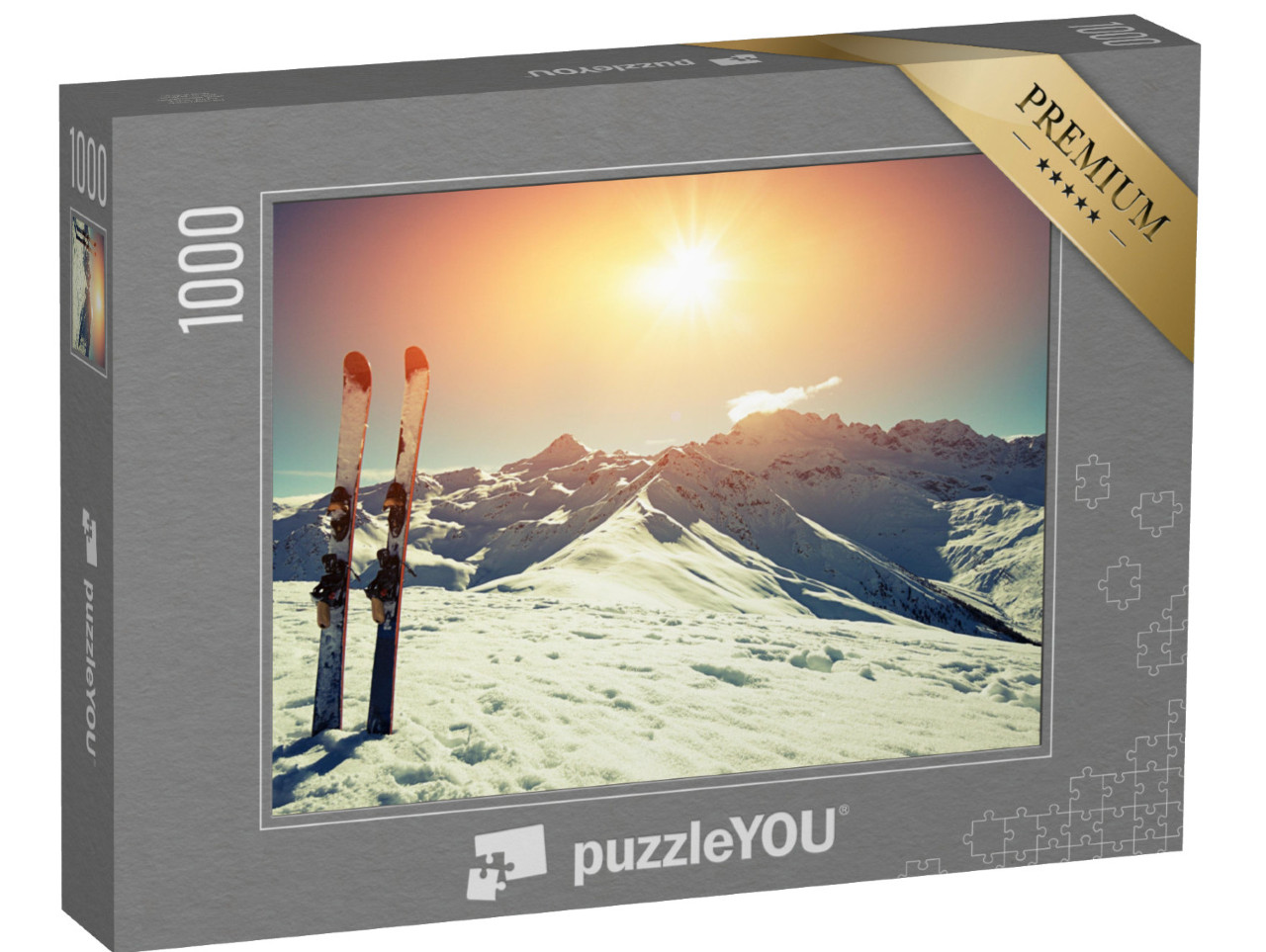 puzzle 1000 dílků „Lyže na sněhu v horách“