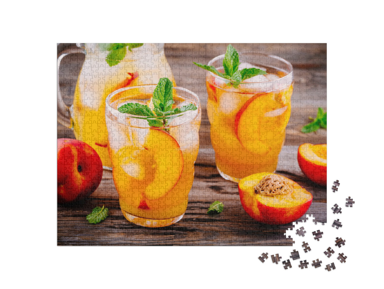 puzzle 1000 dílků „Letní broskvová sangria s kostkami ledu a mátou“