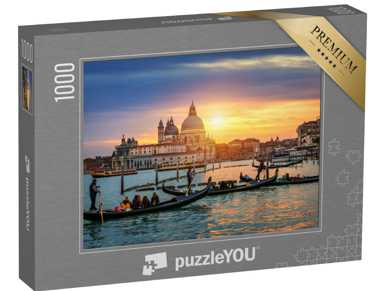 puzzle 1000 dílků „Canal Grande s gondolami v Benátkách při západu slunce, Itálie“