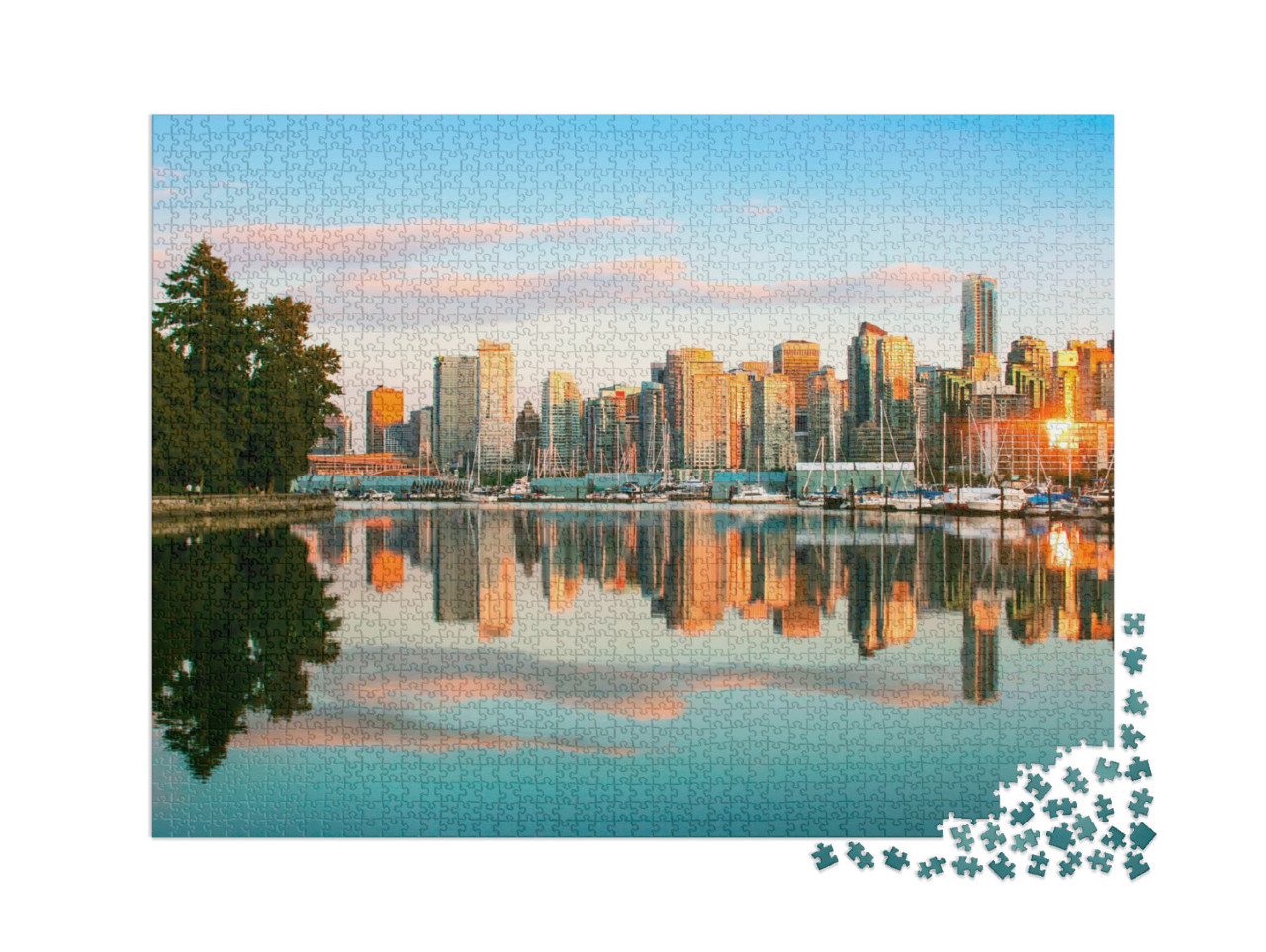 puzzle 2000 dílků „Vancouver při západu slunce, Britská Kolumbie, Kanada“