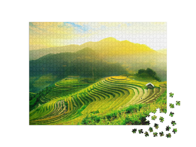 puzzle 1000 dílků „Rýžová pole na terasách Mu Cang Chai, Vietnam“