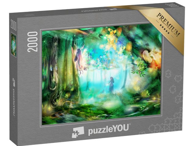 puzzle 2000 dílků „Kouzelný les s vílami, fantastické pozadí, abstraktní“