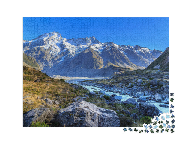 puzzle 2000 dílků „Mount Cook a Müllerovo jezero, Nový Zéland“