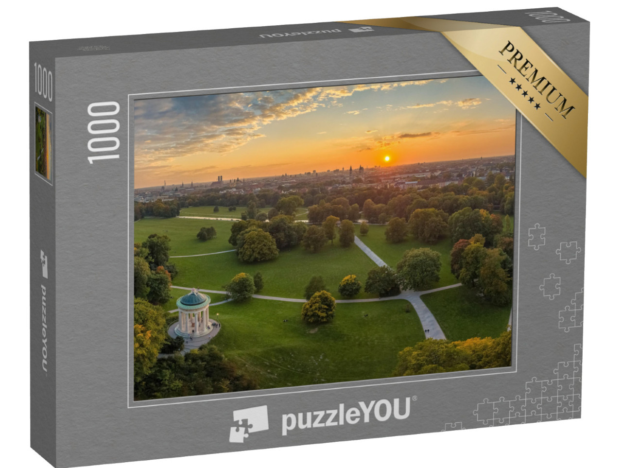 puzzle 1000 dílků „Západ slunce v Anglické zahradě v Mnichově, Bavorsko“