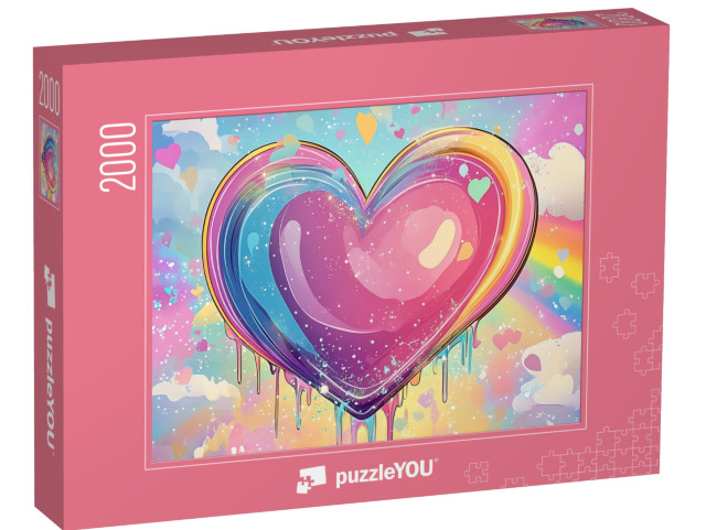 puzzle 2000 dílků „Duhové srdce“