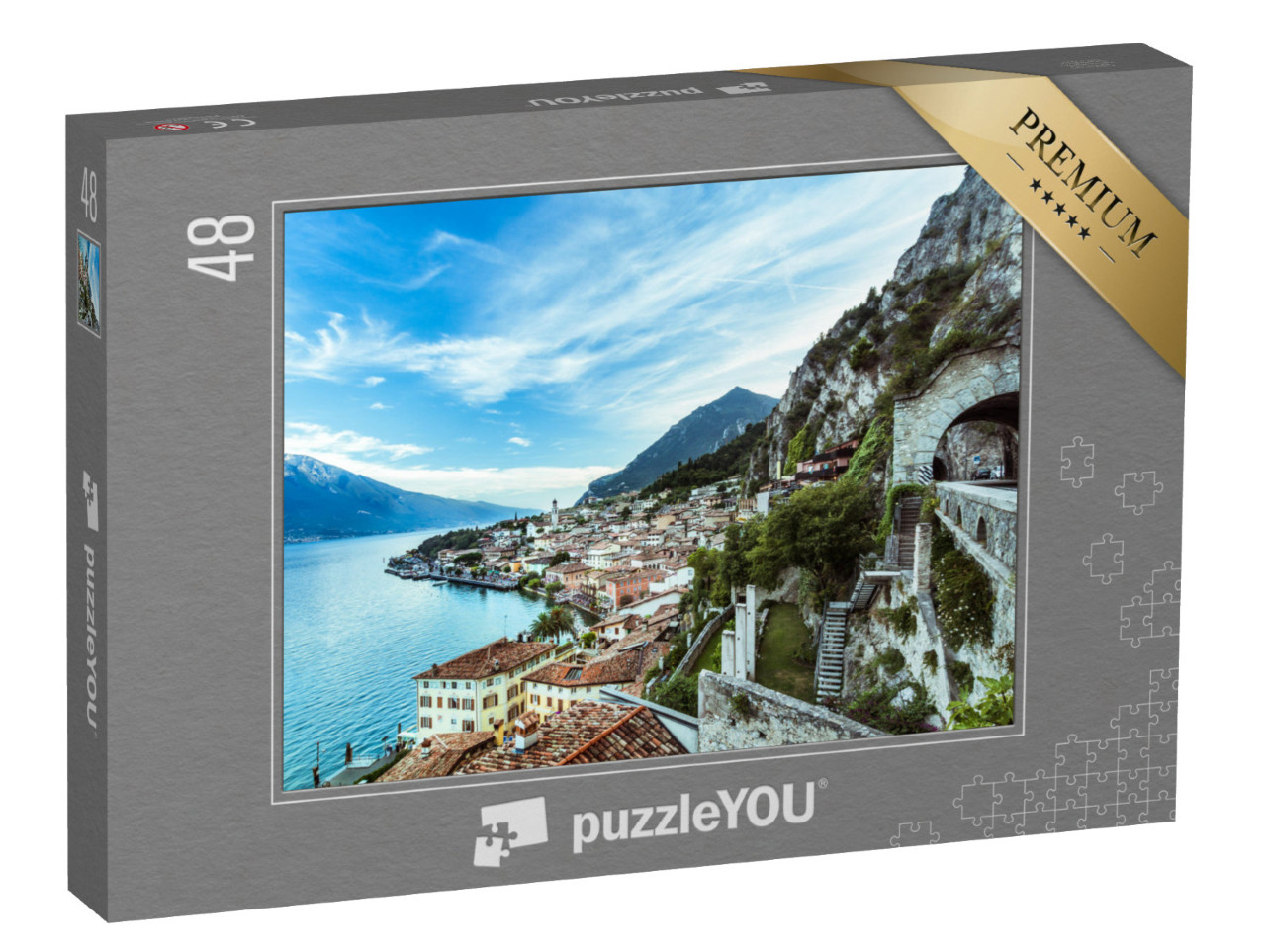 puzzle 48 dílků „Krásné panorama Limone sul Garda na jezeře Garda“