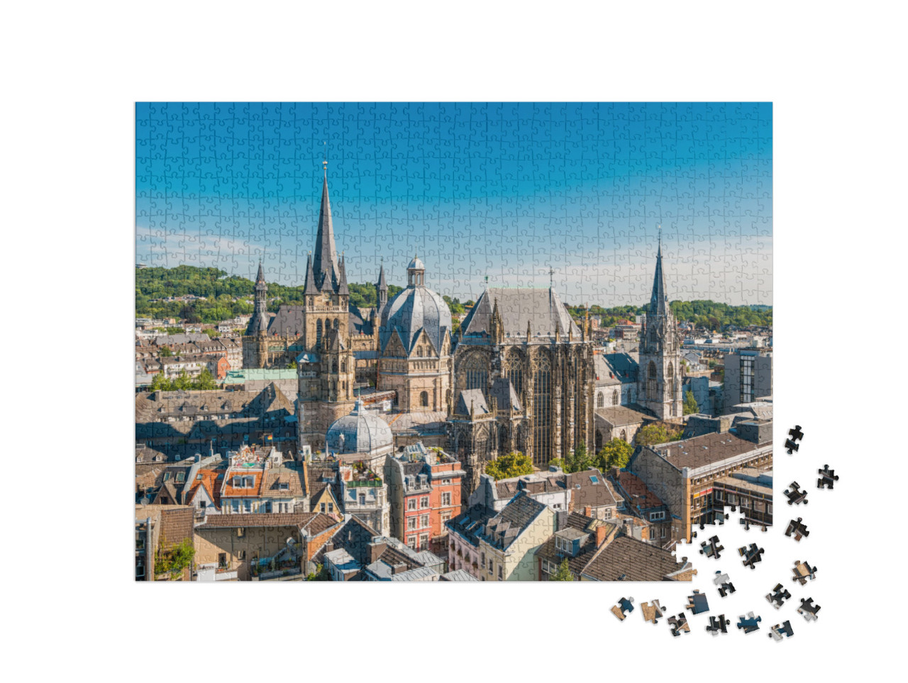 puzzle 1000 dílků „Krásné město Cáchy, Německo“