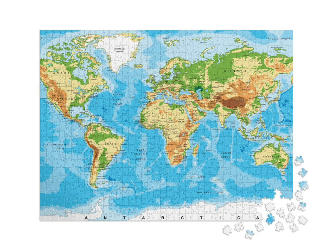 puzzle 1000 dílků XXL „Fyzická mapa světa“