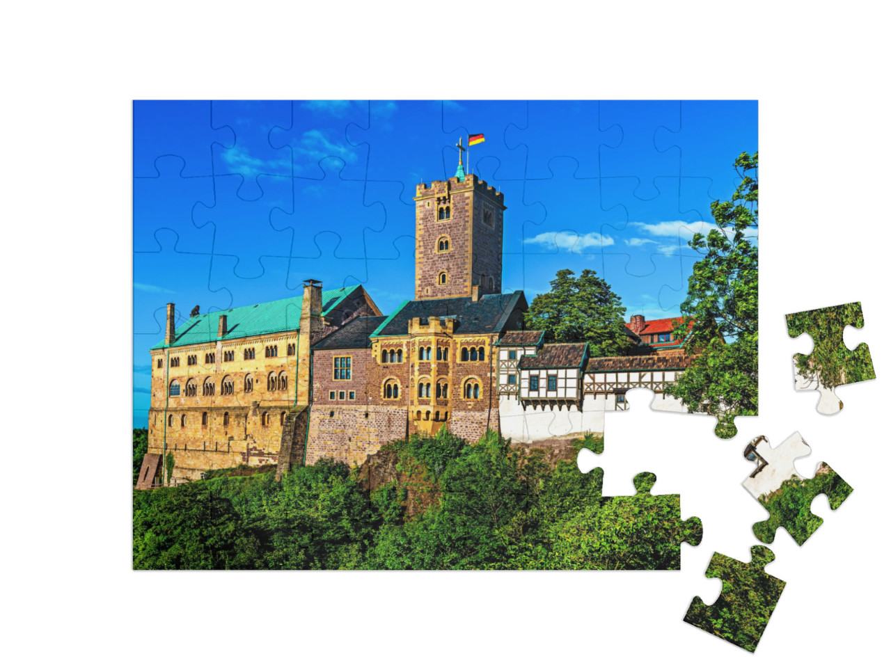 puzzle 48 dílků „Hrad Wartburg v Eisenachu, Durynsko, Německo“