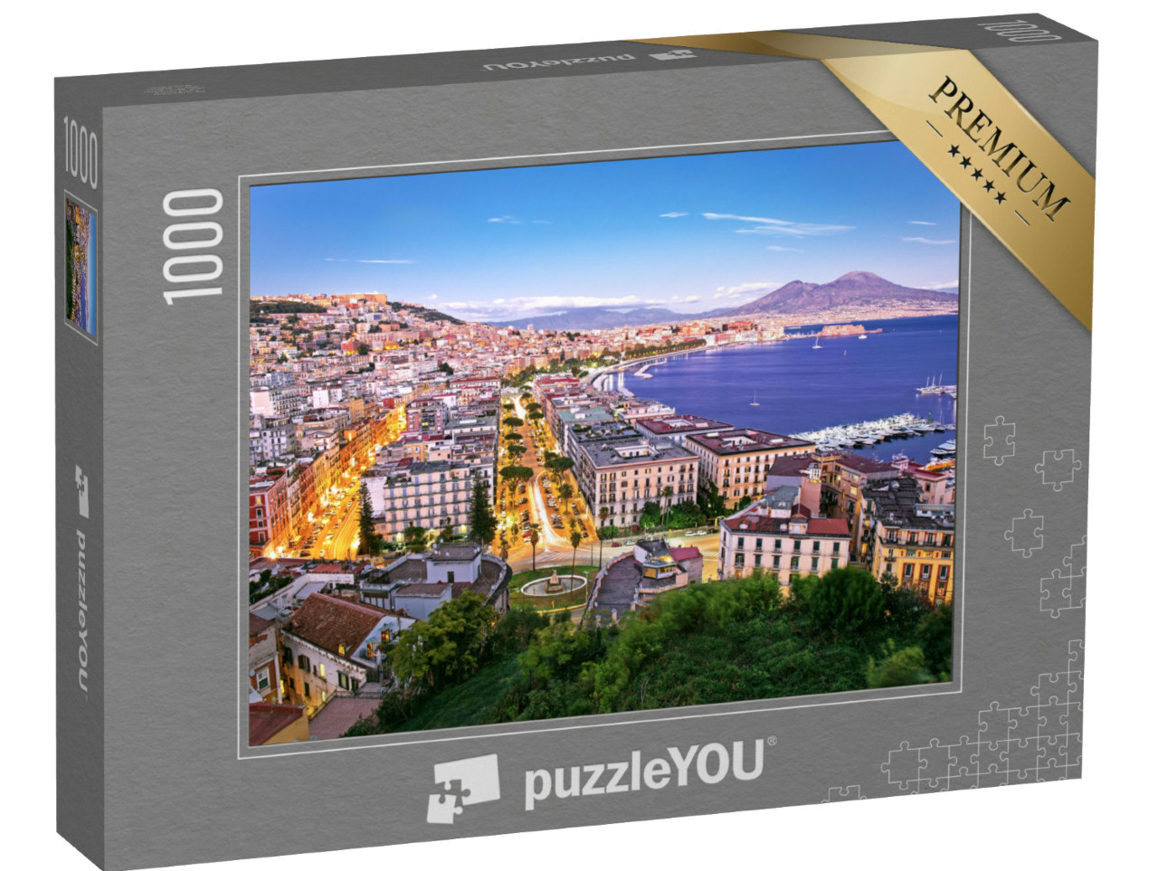 puzzle 1000 dílků „Panoramatický pohled na noční Neapol, Kampánie, Itálie“