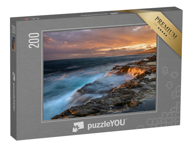 puzzle 200 dílků „Působivý západ slunce nad skalnatými útesy Fuerteventury“