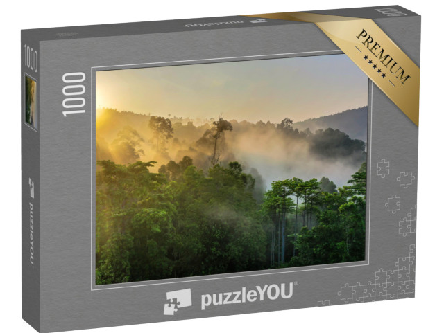 puzzle 1000 dílků „Tropický deštný prales, úchvatný výhled na deštný prales na Borneu“