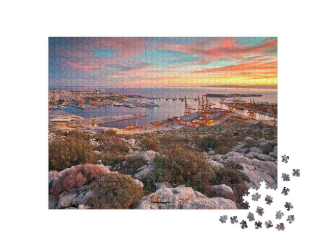 puzzle 1000 dílků „Pohled na přístav Pireus, Athény, Řecko“