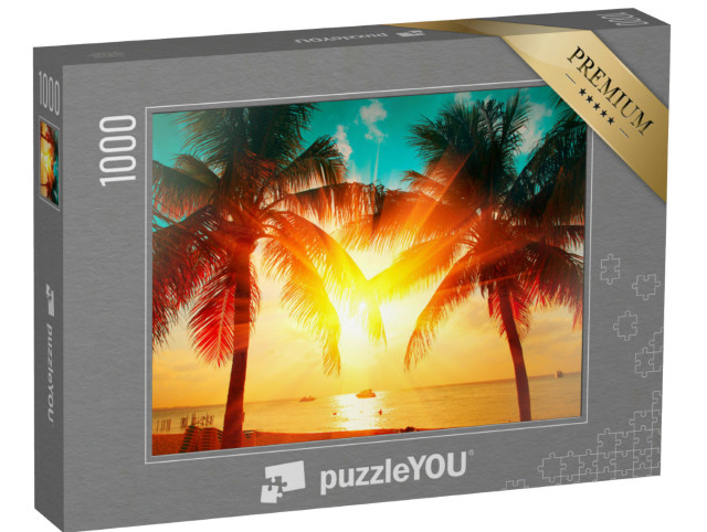 puzzle 1000 dílků „Západ slunce na palmové pláži“