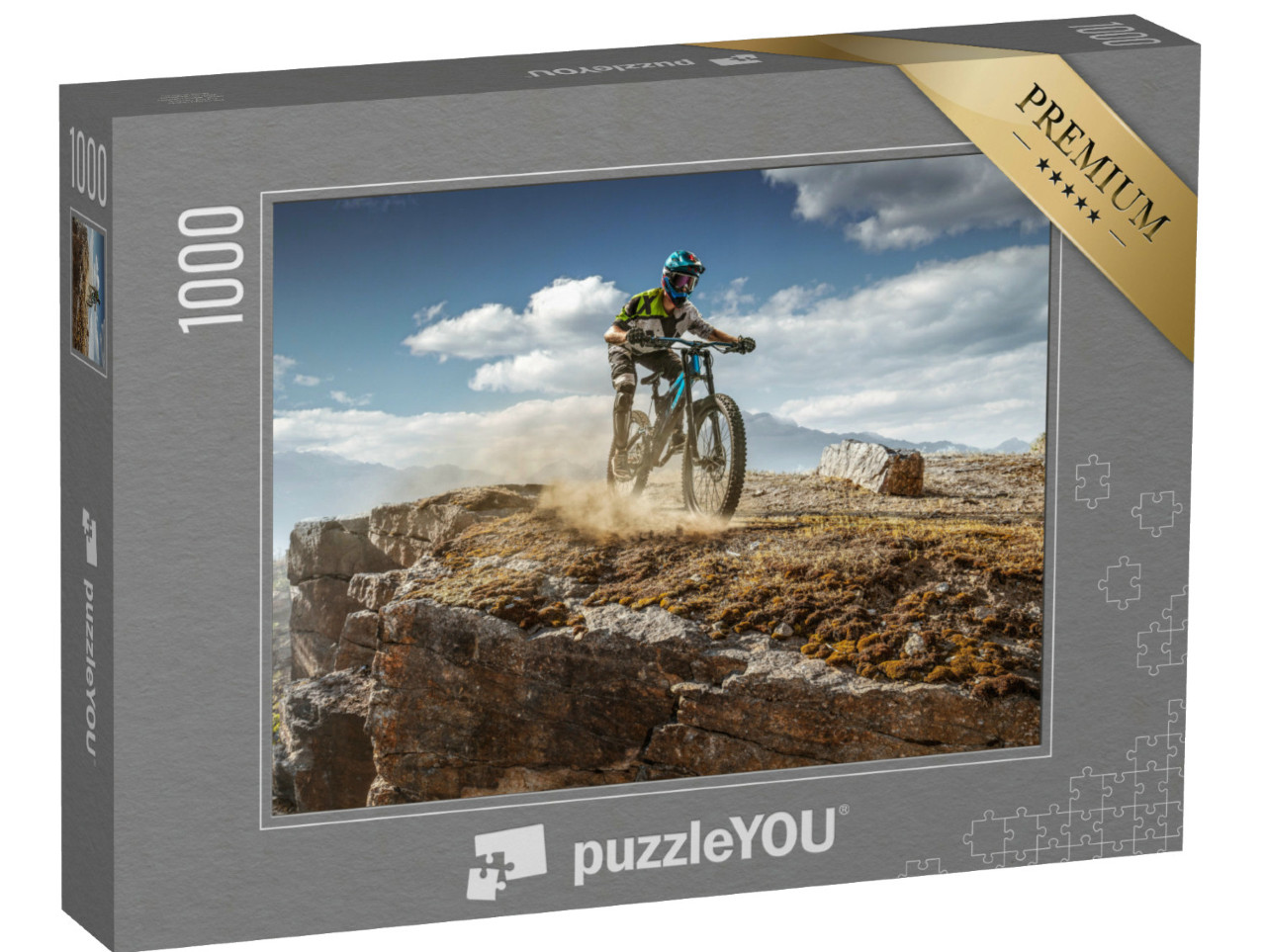 puzzle 1000 dílků „Horští cyklisté nad sjezdovkou“