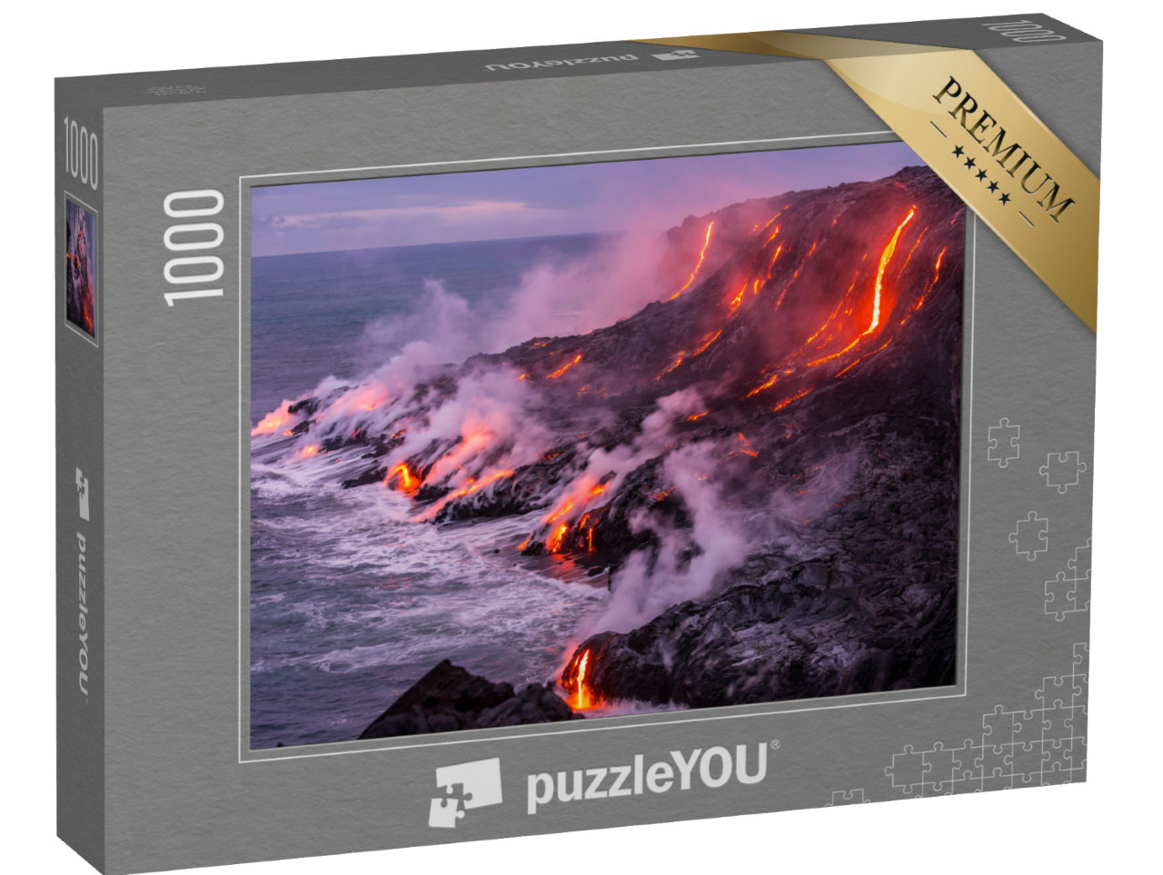 puzzle 1000 dílků „Malé proudy lávy stékají do oceánu.“