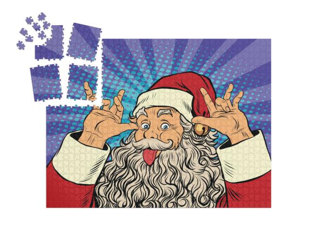 SMART SORTED® | Puzzle 1000 dílků „Pop art: Santa vyplazuje jazyk, škádlení, humor“