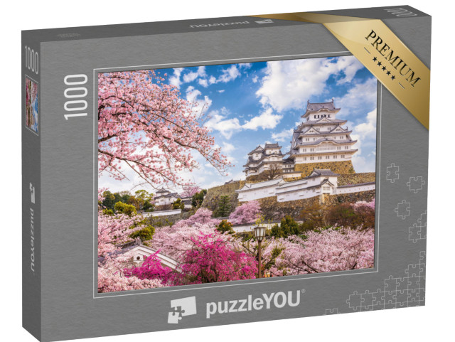 puzzle 1000 dílků „Třešňové květy na zámku Himedži na jaře, Japonsko“