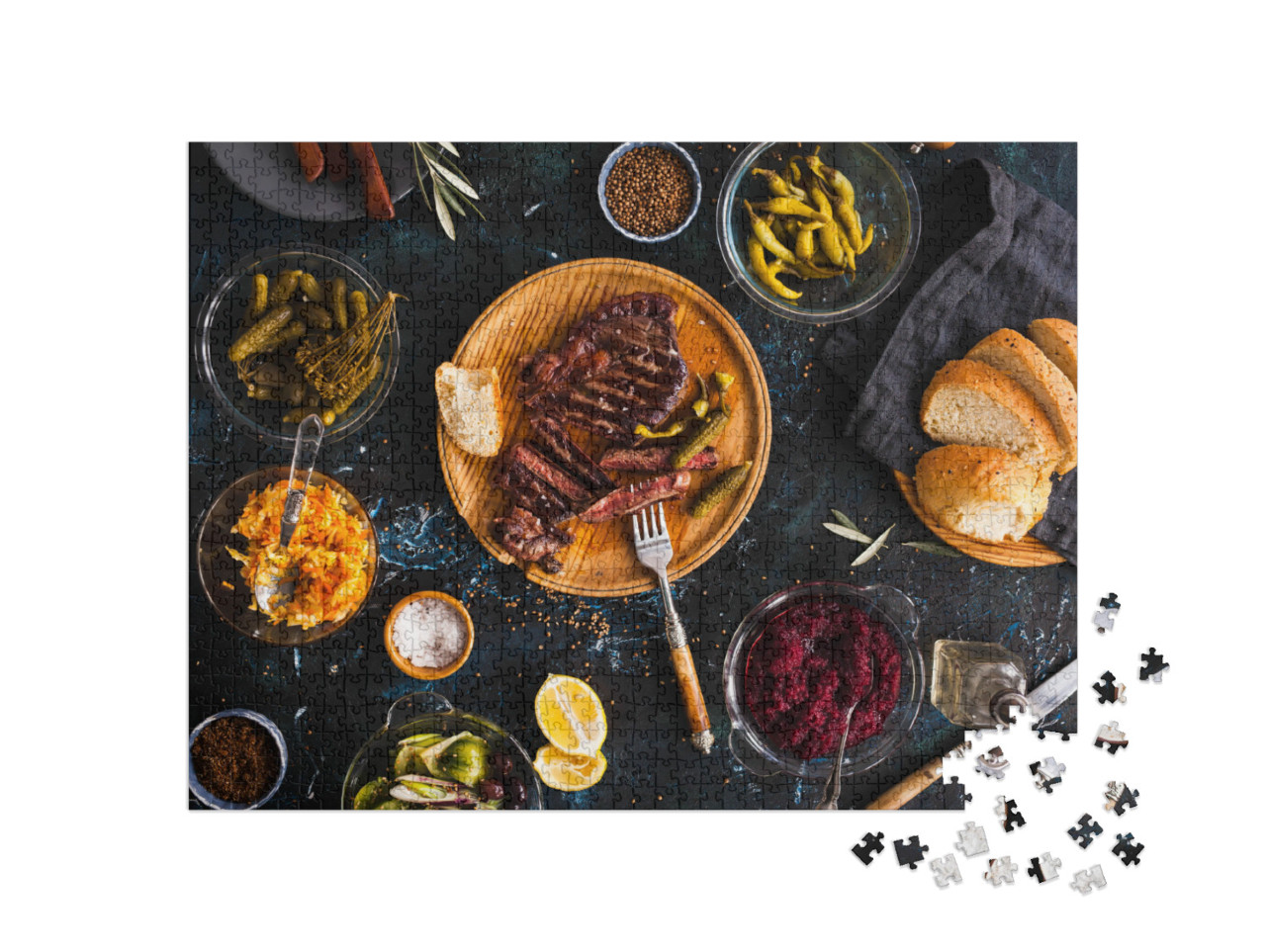 puzzle 1000 dílků „Šťavnatý grilovaný filetový steak“