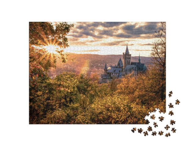 puzzle 1000 dílků „Zámek Wernigerode při podzimním západu slunce“