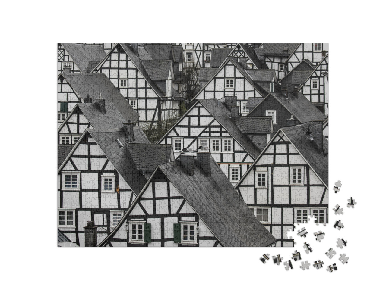 puzzle 1000 dílků „Tradiční hrázděné domy“
