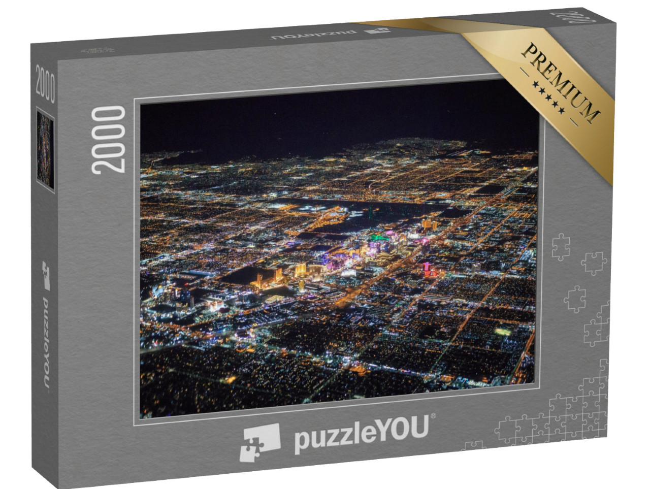 puzzle 2000 dílků „Las Vegas v noci z ptačí perspektivy“