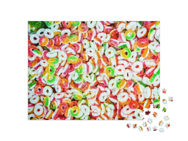 puzzle 1000 dílků „Barevné želé bonbony obalené v cukru“