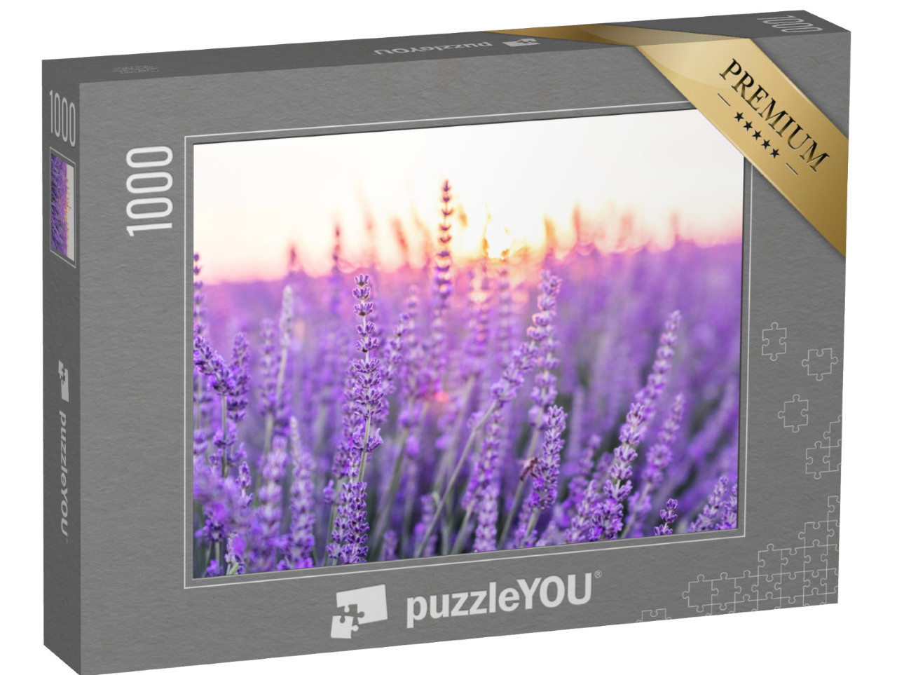 puzzle 1000 dílků „Západ slunce nad levandulovým polem, Provence, Francie“