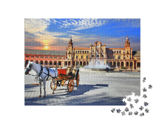 puzzle 1000 dílků „Piazza Espana v Seville, Andalusie, Španělsko“